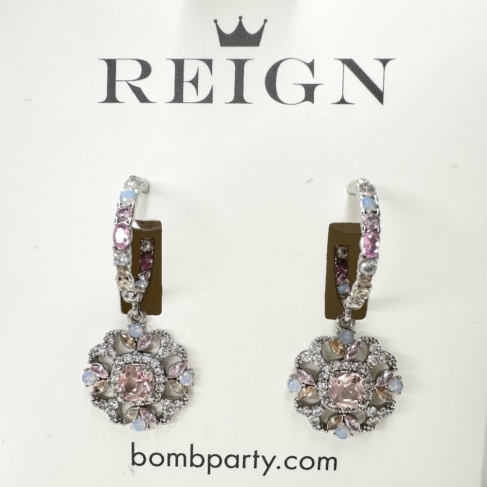 Bomb Party Reign Princess Royal Gems Morganite Earrings RBP7676 NWT